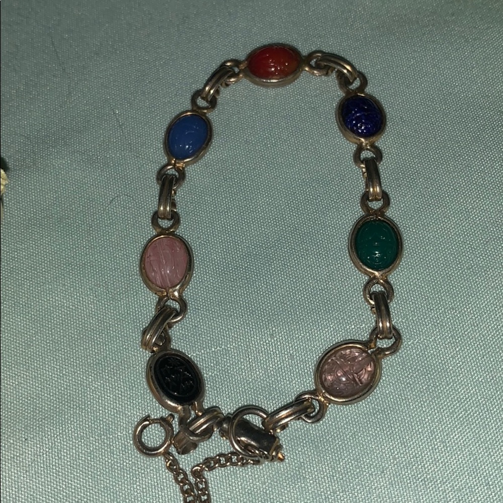 Vintage scarab jeweled bracelet - Picture 8 of 8